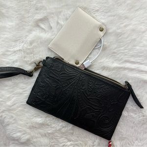 NWT Leather wristlet with phone charger